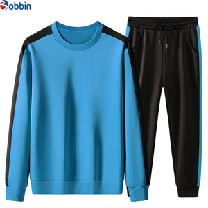 Ensemble de survêtement sport deux pièces pour homme, personnalisé, tendance, col rond, respirant, coupe décontractée, en tissu épais, avec sweat-shirt et pantalon de jogging - Product Image 3