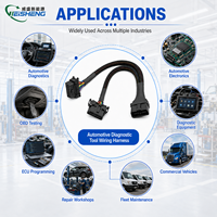 كابل تمديد OBD2 مخصص من 1 إلى 2، موصل ذكر 16 دبوس إلى أنثى مزدوجة، حزمة أسلاك لمعدات تشخيص المركبات