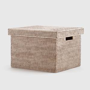 Boîtes de rangement décoratives pour salle de bain et cuisine, conteneur écologique en rotin avec couvercle, panier - Product Image 5