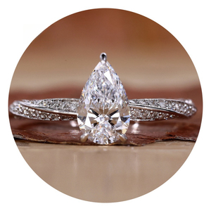 RB Gems IGI Certified Rose Gold Women's Engagement Wedding Religious Prong Set Moissanite Pear Cut <b>Rings</b> - Product Image 1