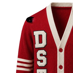 Custom Red White DS Sorority Women's Acrylic Knitted V-Neck <b>Long</b> Sleeve Breathable <b>Cardigan</b> Button Customizable Colors - Product Image 3