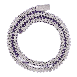 Collar de Lujo con Cruz de Moissanita Púrpura, Cadena con Diamantes, Estilo Hip Hop, Joyería Premium VVS, Accesorio de Moda Unisex - Product Image 1