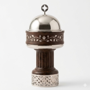 Casserole moderne de luxe en acier inoxydable, diamètre personnalisé, chauffe-plats isolé, revêtement émaillé, poignée en bois écologique - Product Image 5