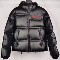 Veste d'hiver pour homme, noire, à capuche, coupe-vent, épaisse, ample, zippée, style hip-hop, en duvet