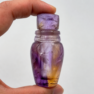 Flacon décoratif en cristal d'améthyste violette sculpté à la main, flacon de parfum en pierre précieuse, pot de pierre de guérison spirituelle pour la décoration de la maison - Product Image 3