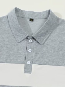 Rugby Shirt for Men Long Sleeve Striped <b>Polo</b> Shirt Casual Color Blocked Knitted Full Sleeve Button Down Collar Spring Wear - Product Image 3