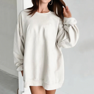 Women Oversized Crew Neck Sweatshirt Casual Long Sleeve Pullover Loose Fit Solid Color Fleece Sweatshirt Soft Cozy Autumn Winter - Product Image 2