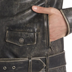 Custom Design Eco-Friendly Windproof Fashion Classic Leather Motorcycle <b>Jacket</b> Front Men Thermal <b>Fleece</b> <b>Lined</b> Winter Streetwear - Product Image 4