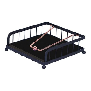 Industrial Metal Napkin Basket With Scroll Design And <b>Crystal</b> <b>Top</b> On Wooden Base kitchen countertop Napkin Basket - Product Image 5