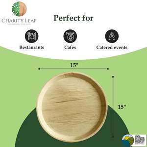 จานใบปาล์มธรรมชาติแบบใช้แล้วทิ้งขนาด 15 นิ้ว รูปทรงกลม ภาชนะใส่อาหารสำหรับงานเลี้ยงอาหารค่ำอย่างหรูหรา - Product Image 6