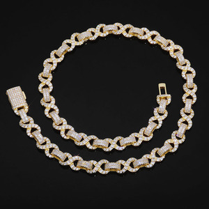 Mens 925 Silver Moissanite Cuban Link Chain Iced Pave Interlocking Link <b>Statement</b> <b>Necklace</b> Luxury Fashion Jewellery - Product Image 3