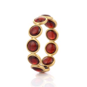 18K Yellow Gold Garnet Eternity Band-<b>Resizable</b> Wedding <b>Ring</b> - Product Image 3