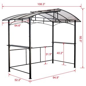 Gazebo per Barbecue da Esterno 8x5ft con Tetto Rigido in Acciaio e Ripiani Laterali per Riparo BBQ - Product Image 6