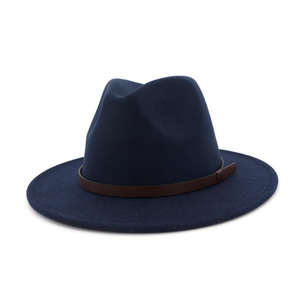 Fashion Polyester Fedora Hat for Women <b>Men</b> Classic Character Casual <b>Flat</b> Wide Brim Jazz <b>Cap</b> - Product Image 1