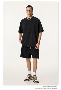 Traje de Verano de Manga Corta para Hombre, Conjunto de Camiseta y Pantalones Cortos de Seda Helada, Ropa Deportiva Casual a la Moda - Product Image 3