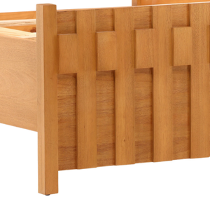 Lit plateforme minimaliste moderne en teck massif écologique avec tête de lit à panneaux tissés verticaux et rembourrage pour chambre à coucher - Product Image 6