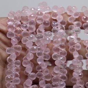ลูกปัดควอตซ์เหลี่ยมเพชรพลอยลูกปัดสีชมพูธรรมชาติรูปทรงหยดน้ำสำหรับทำเครื่องประดับ - Product Image 1