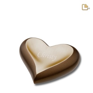 Urne funéraire en forme de cœur Christy, couleur marron, en métal, magnifique urne funéraire pour cendres d'adultes avec support et sac gratuit - Product Image 1