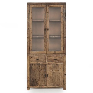 Modern Eco-friendly Wooden <b>Sideboard</b> with Glass Doors and 4 ft <b>Storage</b> Drawers for Dining Living Room School & Hospital Use - Product Image 2