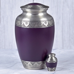 Urna funeraria de latón para adultos con patrón de hojas azules y plateadas, superficie mate, para cenizas humanas, urna conmemorativa. - Product Image 3
