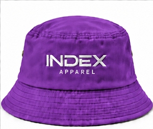 หมวกบักเก็ตสีม่วง Index Apparel ผ้าแคนวาส ปักโลโก้ด้านหน้า สไตล์ลำลอง สำหรับฤดูใบไม้ผลิและฤดูร้อน ผู้ใหญ่ ขนาด 56-58 ซม. - Product Image 1