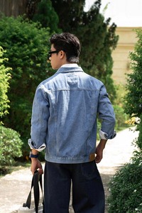 TST 2078.1 Veste en jean vintage pour homme de qualité supérieure, streetwear d'hiver, décontractée, écologique, 100% coton, bleu clair/bleu foncé - Product Image 3