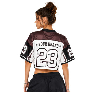 Maillot de football américain court personnalisé Y2K pour femme, style streetwear d'été, en maille, avec numéro personnalisé, tenue d'équipe, vente en gros - Product Image 2