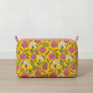 Quilted Cotton Vintage Toiletry Bag Travel Bag Set 3-Large Capacity Water Resistant Eco-Friendly <b>Makeup</b> Storage <b>Case</b> Zipper - Product Image 3