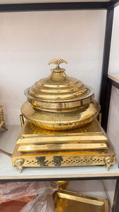 Chauffe-Plats Premium Gold Station avec Lampe Chauffante Intégrée et Cadre à Motifs Géométriques – Vente en Gros Inde - Product Image 3