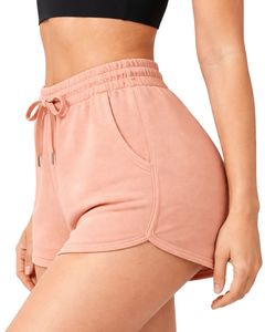 Dusty Pink Women Shorts Elastic Waist <b>Drawstring</b> Casual Gym Shorts Soft Stretch Summer Lounge Shorts Comfortable Daily Wear - Product Image 5