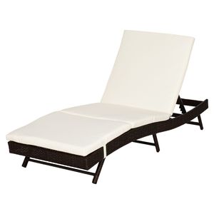 Sdraio da Patio con 5 Posizioni Regolabili dello Schienale, Cuscino, in Rattan PE per Esterni, Seduta Prendisole per Palestra 78 Pollici - Product Image 1