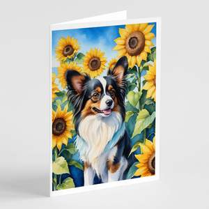 Papillon in Sunflowers A7 Whimsical Blank Greeting Cards Pack of 8 with <b>Envelopes</b> <b>5x7</b> Note Size - Product Image 1