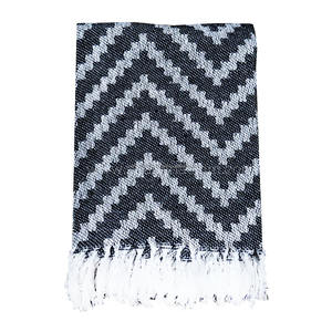 Lightweight Summer <b>Blue</b> 50x60 Woven <b>Throw</b> Blanket Cotton Slub Handloom Cotton Woven <b>Throw</b> Blanket Herringbone Texture - Product Image 4