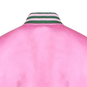 <b>Pink</b> Men's Varsity Jacket Regular Sleeve Solid Color Turn-down Collar Button Closure Autumn Wear - Product Image 4