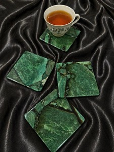 Handmade Green Stone <b>Epoxy</b> <b>Resin</b> Square Modern Design 10cm Diameter Coaster Set REHMAN CRAFT - Product Image 6