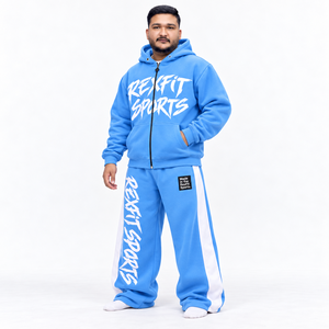 Ensemble survêtement personnalisé pour homme en molleton français avec impression graphique, pantalon de jogging à jambes larges, logo personnalisé et étiquette personnalisée - Product Image 3