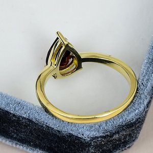 <b>Garnet</b> Gemstone Wedding Engagement <b>Ring</b> Solid 925 Sterling <b>Silver</b> Yellow Gold Plated 7x10mm Pear Cut Classic Claw Setting Party - Product Image 4