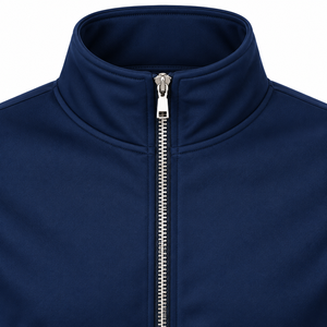 <b>Women's</b> Navy Blue <b>Zip</b>-<b>Up</b> Sweatshirt Stand Collar Full Sleeve Knitted Solid Color Breathable Autumn Casual <b>Jacket</b> - Product Image 6