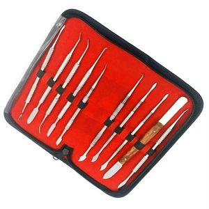 Kit d'instruments de modelage en acier inoxydable pour laboratoire, outils de sculpture de cire dentaire avec étui de transport - Product Image 1
