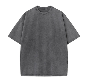 เสื้อยืดผู้ชายพรีเมียมสีเทาแบบฟอก แขนสั้น คอกลม ทรงหลวม เหมาะสำหรับใส่ลำลองและสามารถสกรีนโลโก้ได้ - Product Image 2