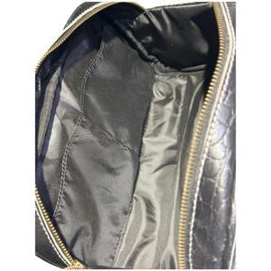 Bolsa de Viaje Impermeable de Cuero con Patrón de Caramelo en Relieve, Estilo Vintage, Duradera, para Hombre, Neceser de Aseo, Organizador de Artículos de Afeitado, con Cremallera Grande y Portátil - Product Image 4