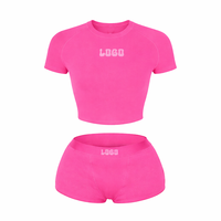 Ensemble de vêtements de sport pour femmes, haut court et short, sans couture, pour la salle de sport, le fitness, le yoga, la course à pied, vêtements de sport athlétiques, ensemble de sport 2 pièces