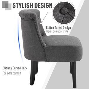 Poltrona Moderna Grigia con Schienale Medio, Rivestimento in Tessuto Trapuntato e Gambe in Legno per il Relax in Soggiorno o Camera da Letto - Product Image 3