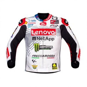 เสื้อแจ็คเก็ตหนังแท้สำหรับแข่งรถ Francesco Bagnaia MotoCP Rucati ทำจากหนังวัว/หนังจิงโจ้ ตัดเย็บตามขนาด พร้อมรูระบายอากาศ รุ่น Perforated Track CE - Product Image 1