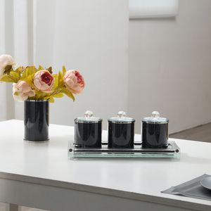Ambrose squisito diamante schiacciato di vetro tè contenitori di zucchero di caffè barattolo di stoccaggio con vassoio in confezione regalo - Product Image 5