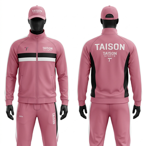 Survêtement de rugby pour homme, tissu en maille polyester haute qualité 240 GSM, rouge et or avec empiècements contrastants, logo brodé personnalisé par transfert thermique. - Product Image 2
