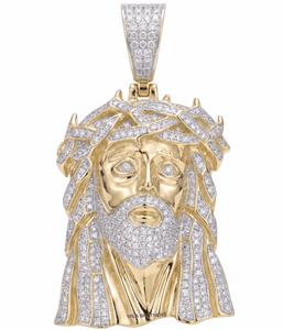 VALA BROTHERS HH-25 Colgante de Cruz de Jesús con Barba y Corona, Chapado en Oro sobre Plata 92.5%, con Moissanita Personalizada, Estilo Hiphop, Amuleto Religioso Unisex - Product Image 1