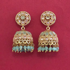 Exportateur de bijoux fantaisie artificiels en Inde, Jhumki antique avec placage or 233108 - Product Image 3