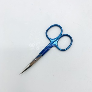 High Quality Stainless Steel Cuticle <b>Nail</b> Scissors Transparent Blue with Sharp Curved/Straight Blade for Daily Use Beauty Type - Product Image 4