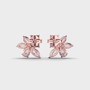Pendientes de Diamantes Cultivados en Laboratorio con Certificación IGI, Corte Radiante, Diseño Floral, Oro Amarillo/Blanco/Rosa de 14K, Pendientes de Diamantes Marquise - Product Image 4